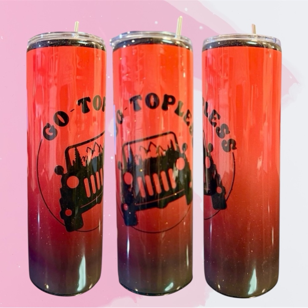 New 30 ounce Jeep theme tumbler. Go Topless Get ready for Jeep season!!